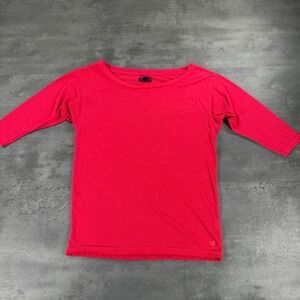 American Eagle Top Womens S Fuchsia Pink Linen Blend 3/4 Sleeve Boat Neck EUC